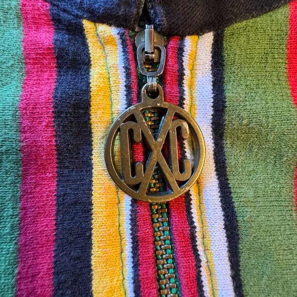 VTG Cross Colours 1/4 Zip Knit Polo OSFA Striped Hip Hop Nation ASO Tupac USA - Picture 7 of 11